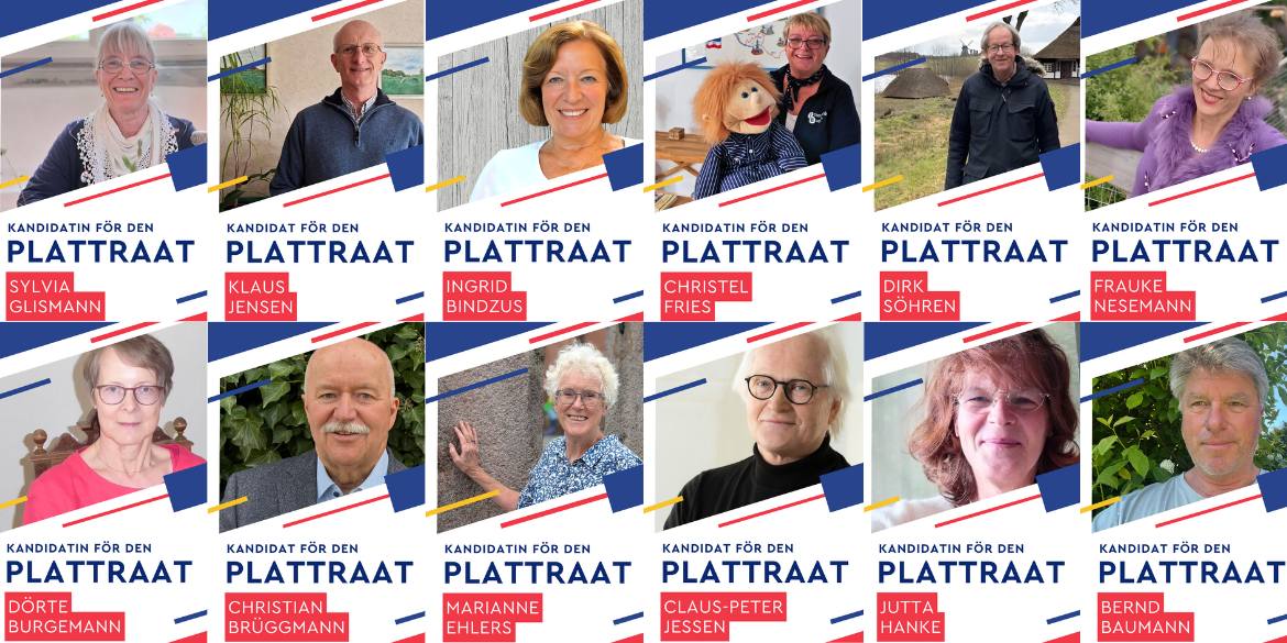 Wahlplakate von 12 Kandidatinnen und Kandidaten