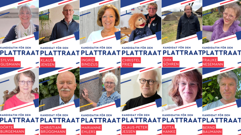 Wahlplakate von 12 Kandidatinnen und Kandidaten